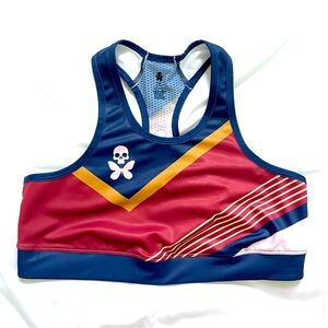 EUC Betty Designs TOMBOY Tri Sports Bra Top 2XL colorblock triathlon racerback